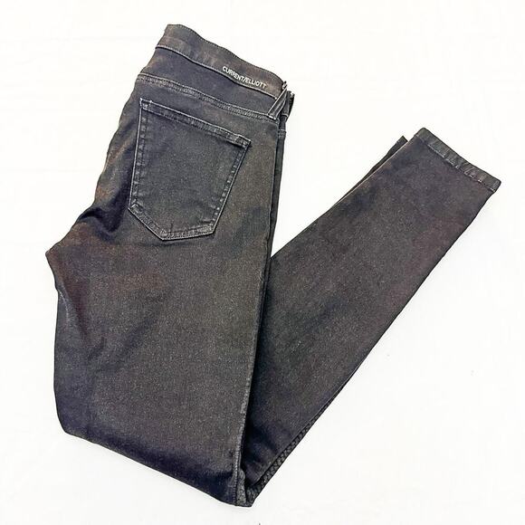 Current/Elliott The Ankle Skinny Matte Black Gunmetal Coated 80s Jeans Size 28 - Picture 8 of 8